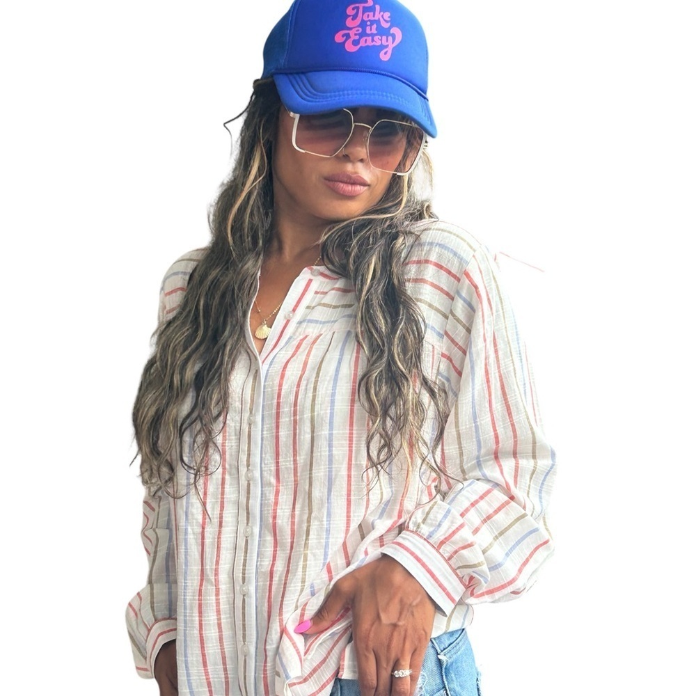 NWT LOFT Outlet Striped Pintuck Blouse | Size S